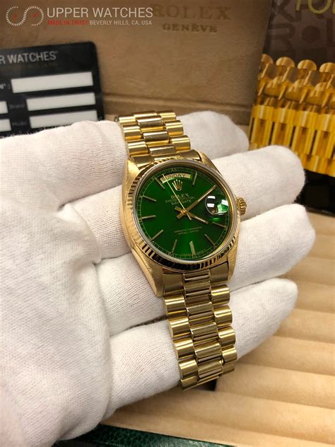 rolex watch gold green|rolex gold green day date.